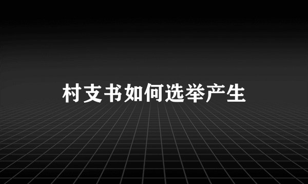 村支书如何选举产生
