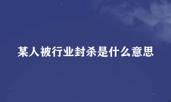 某人被行业封杀是什么意思