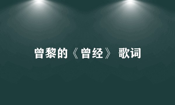 曾黎的《曾经》 歌词