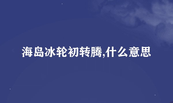 海岛冰轮初转腾,什么意思