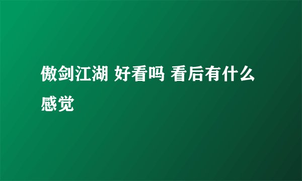 傲剑江湖 好看吗 看后有什么感觉