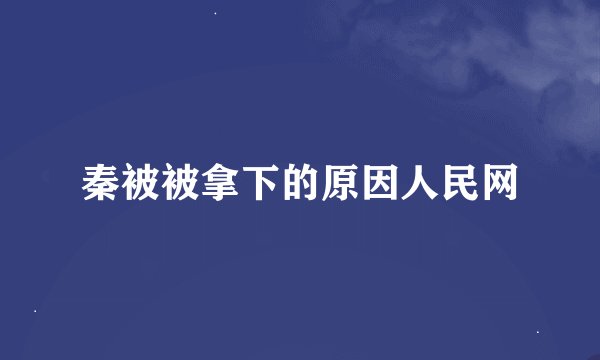 秦被被拿下的原因人民网