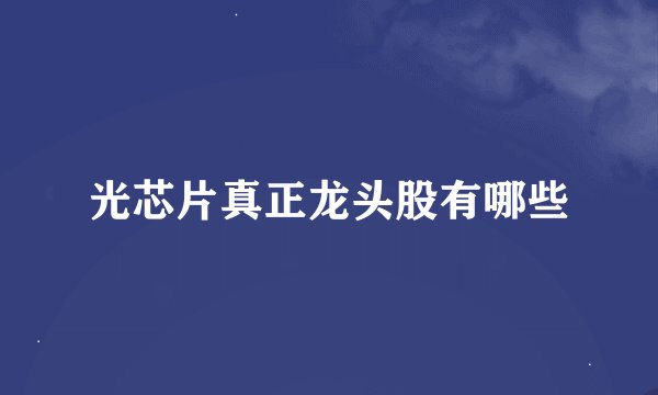 光芯片真正龙头股有哪些