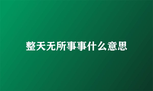 整天无所事事什么意思