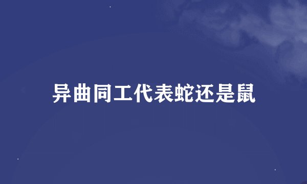 异曲同工代表蛇还是鼠