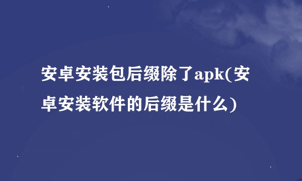 安卓安装包后缀除了apk(安卓安装软件的后缀是什么)