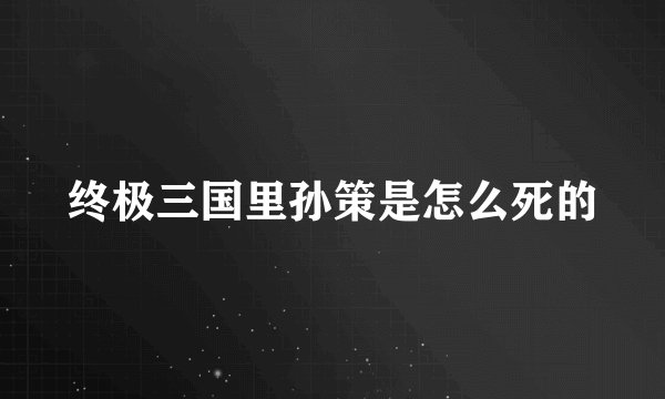 终极三国里孙策是怎么死的