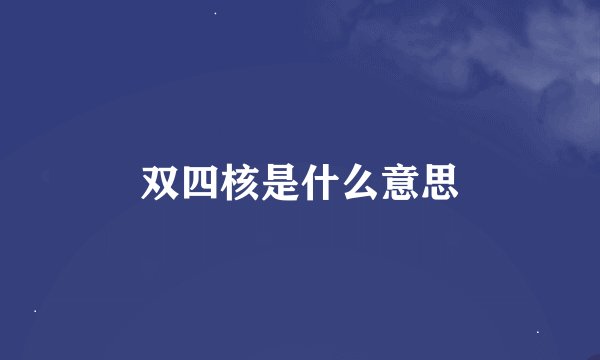 双四核是什么意思