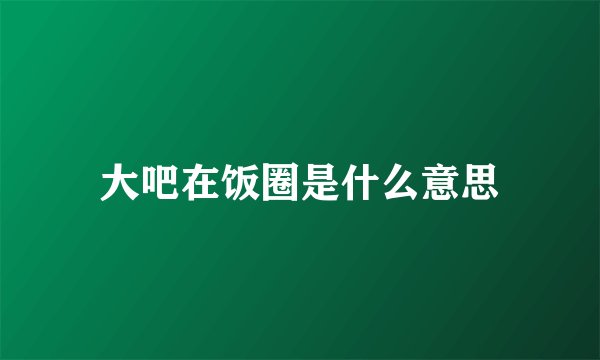 大吧在饭圈是什么意思