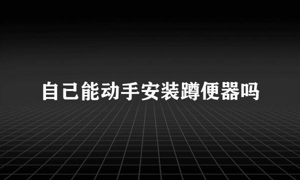 自己能动手安装蹲便器吗