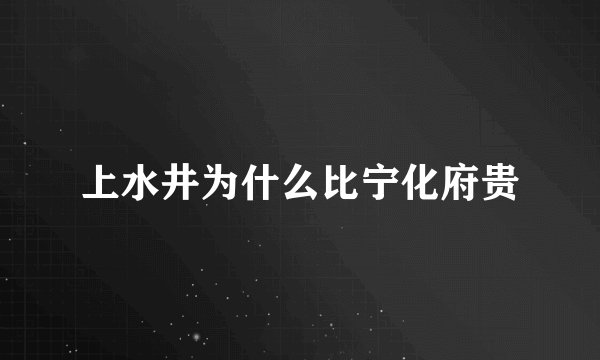上水井为什么比宁化府贵
