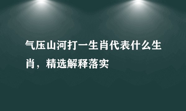 气压山河打一生肖代表什么生肖，精选解释落实