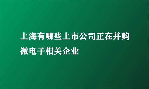 上海有哪些上市公司正在并购微电子相关企业