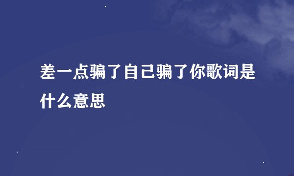 差一点骗了自己骗了你歌词是什么意思