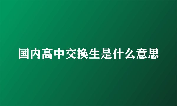 国内高中交换生是什么意思