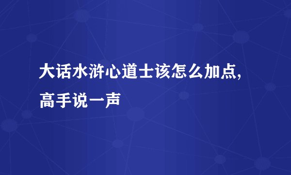 大话水浒心道士该怎么加点,高手说一声