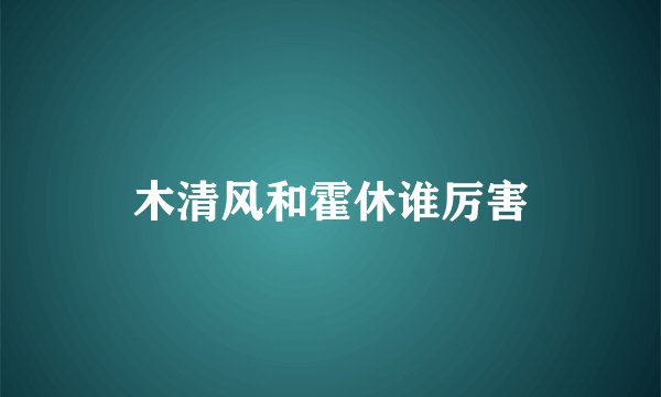 木清风和霍休谁厉害