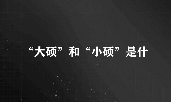 “大硕”和“小硕”是什