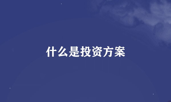 什么是投资方案