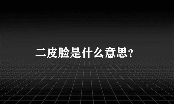 二皮脸是什么意思？