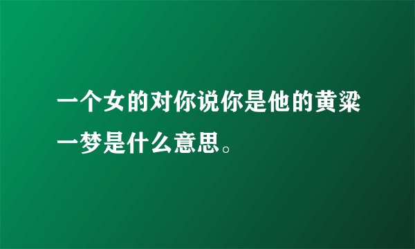 一个女的对你说你是他的黄粱一梦是什么意思。