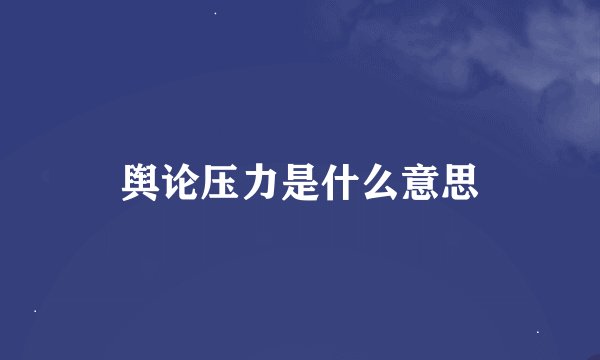 舆论压力是什么意思