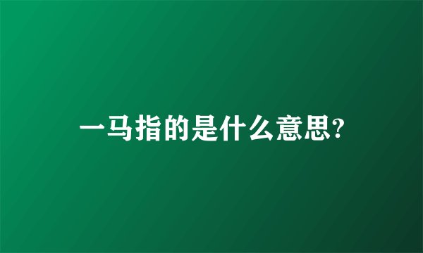 一马指的是什么意思?