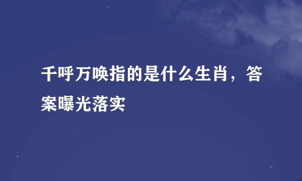 千呼万唤指的是什么生肖，答案曝光落实