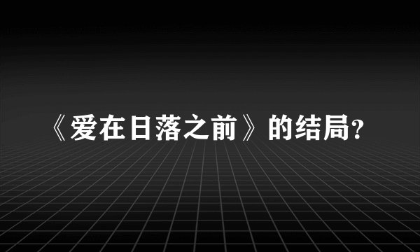 《爱在日落之前》的结局？