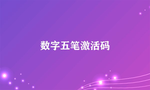 数字五笔激活码