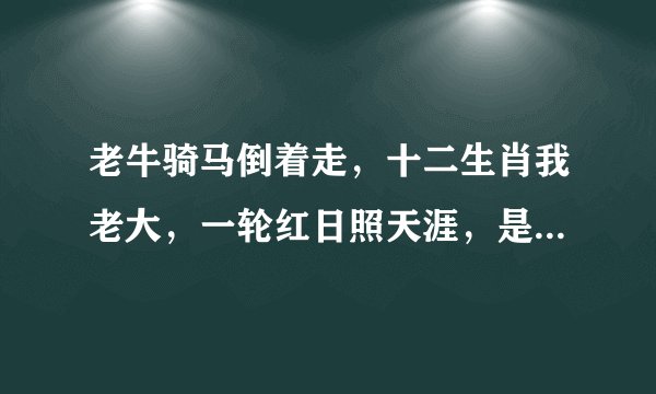 老牛骑马倒着走，十二生肖我老大，一轮红日照天涯，是什么生肖？