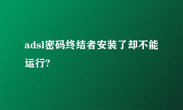 adsl密码终结者安装了却不能运行?