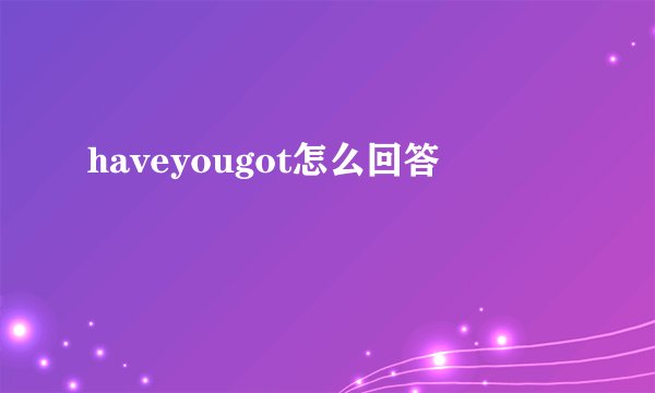 haveyougot怎么回答