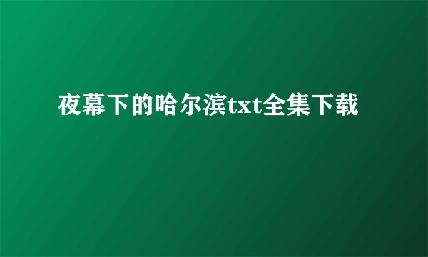夜幕下的哈尔滨txt全集下载