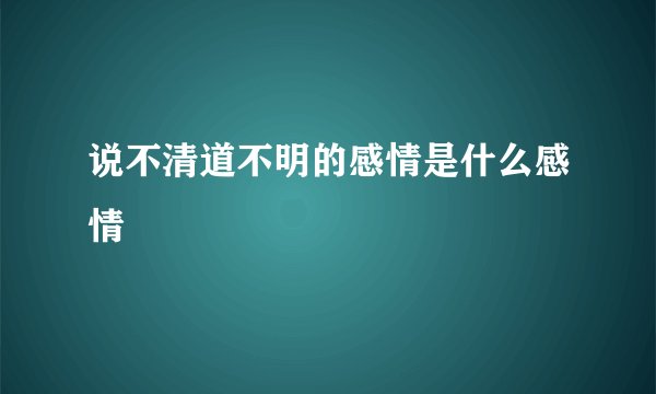 说不清道不明的感情是什么感情