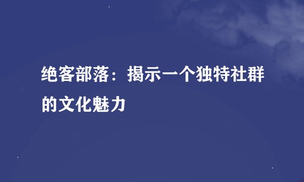 绝客部落：揭示一个独特社群的文化魅力