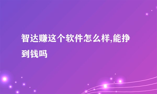 智达赚这个软件怎么样,能挣到钱吗