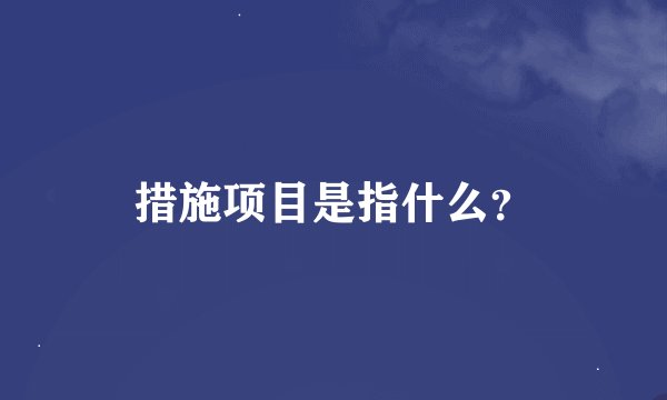 措施项目是指什么？