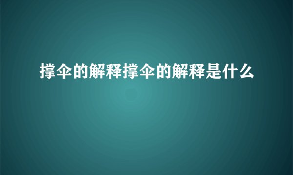 撑伞的解释撑伞的解释是什么