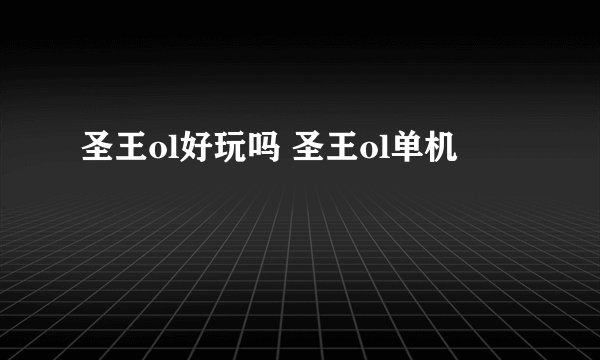 圣王ol好玩吗 圣王ol单机