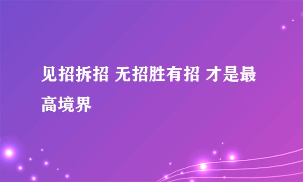见招拆招 无招胜有招 才是最高境界