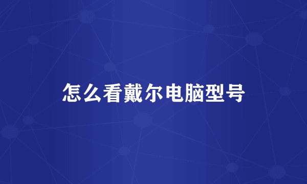 怎么看戴尔电脑型号