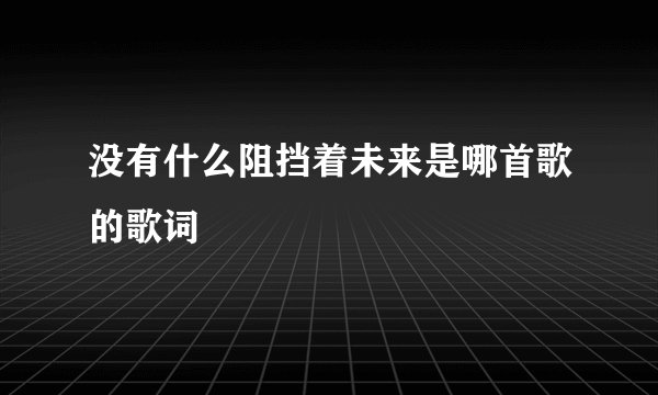 没有什么阻挡着未来是哪首歌的歌词