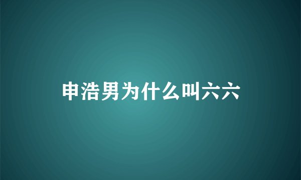 申浩男为什么叫六六