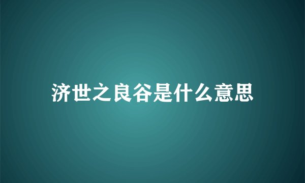 济世之良谷是什么意思