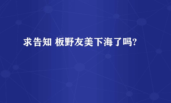 求告知 板野友美下海了吗?