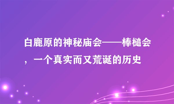 白鹿原的神秘庙会——棒槌会，一个真实而又荒诞的历史