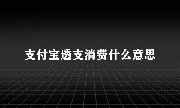 支付宝透支消费什么意思