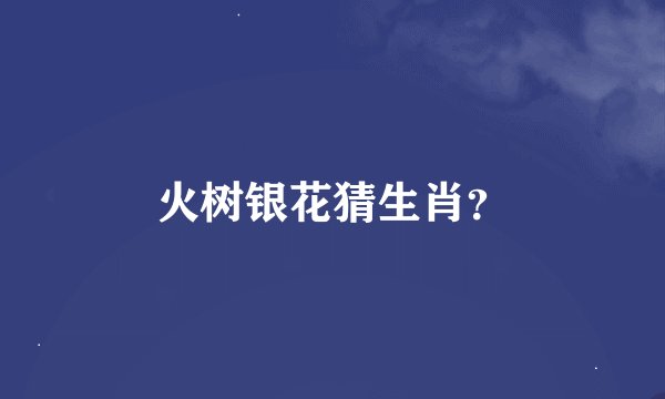 火树银花猜生肖？
