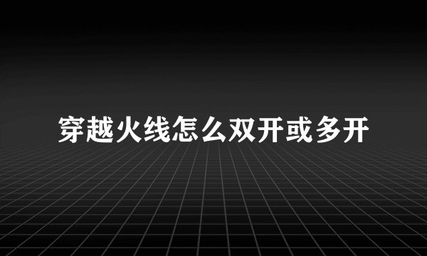 穿越火线怎么双开或多开